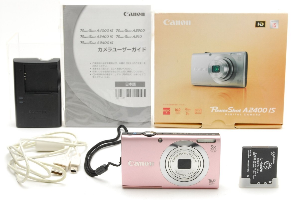 NEAR MINT w/Box】 Canon PowerShot A2400 IS Pink Digital