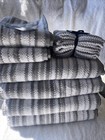 Nautica 8 PC Towel Set Modern Stripe Pembrook Gray White Cotton NEW