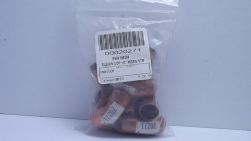 Mueller 1/2"x1/2" Copper Elbow Fittings 45 Degrees (10pc.)