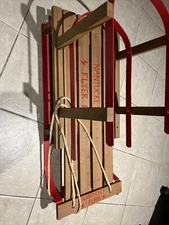 Nantucket Flyer Wooden Kids Pull Sled w/ Metal Rails 31.5”x13.75”x16”