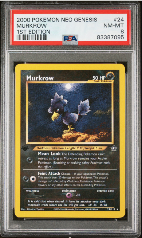 2000 Neo Genesis # 24 Murkrow PSA 8 Mint 1st Edition Pokemon
