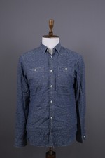 AllSaints Blue Printed Designer Long Sleeve Button Down Shirt Size M
