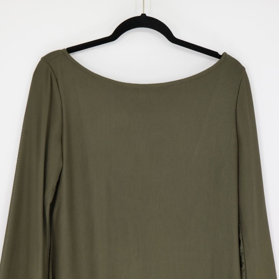 Princess Polly Womens Lukea Long Sleeve Mini Dress Olive Green Size 12