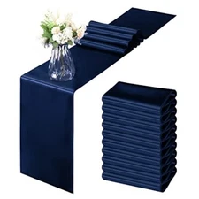 Horbaunal Pack Satin Table Runner x 108 Inch, Smooth Table Runners 12 Navy Blue