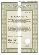 CONTI GUMMI FINANCE - Amsterdam 1986 - Inhaber Optionsschein - nicht entwertet -