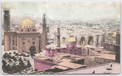Vintage Cairo Egypt Postcard with Historic Mosque & Minarets 1909