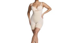 Spanx SPANXsculpt Go Figure Open Bust Mid Thigh Bodysuit Size Medium dirty