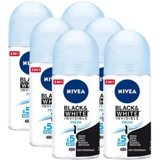 (Pack of 12) Nivea Black & White Invisible Fresh Clear Roll-On Deodorant 1.7 oz.