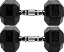Encased Hex Dumbbell   25LB   25LB Pair   Black