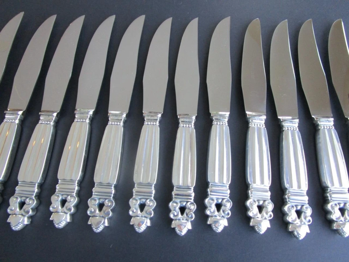 Georg Jensen Acorn Antique US Sterling Silver Flatware-Knives for