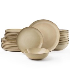 Dinnerware Sets, 24-Piece Stoneware Plates and Bowls Set, Dish Set for 8, Cer...