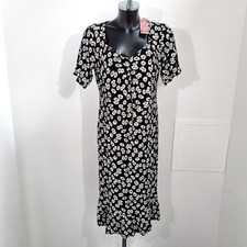 Boohoo Daisy Print Ruched Frill Hem Midi Dress UK 18