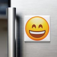 Grinning Face With Smiling Eyes Emoji Fridge Magnet 2x2 Made in USA