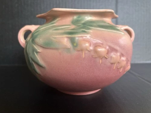 Roseville Pottery Pink Bleeding Heart Jardiniere Planter #65-3 Vintage