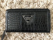 New Guess Black Zip Around Wallet