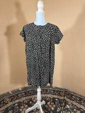 Madewell Black Ditsy Floral Mini Dress  Crew Neck | Button Front Detail | Size S