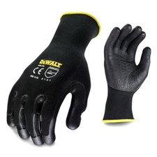 DeWalt Black Rubber Work Gloves with Rubber Palm Knuckle Protection, Large