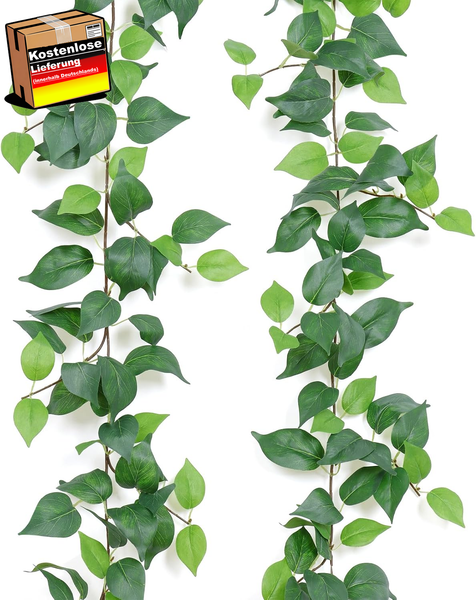 KüNstliche Efeu Girlande 200Cm Zum Dekorieren Von Zimmer Wand Balkon Hochzeit-image
