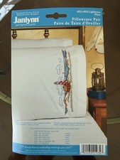 Janlynn Stamped Cross Stitch Pillowcase Pair Kit 21-0934 Lighthouse Ocean READ