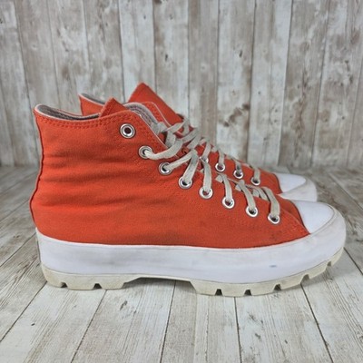 Converse All Star Lugged High Top Platform Sneakers Orange Womens Size 10.5