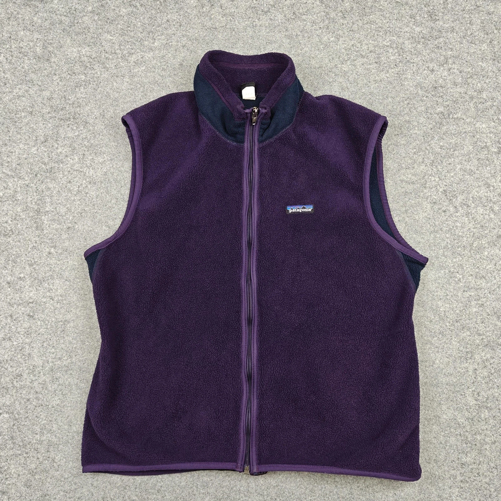Vintage Patagonia Vest Mens Large Purple Fleece Full Zip Made USA 90s Outdoor