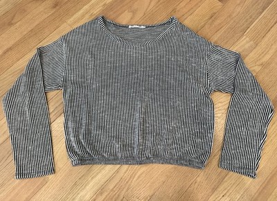 Caution To The Wind Womens Size S Long Sleeve Vertical Striped Shirt Cinched Hem