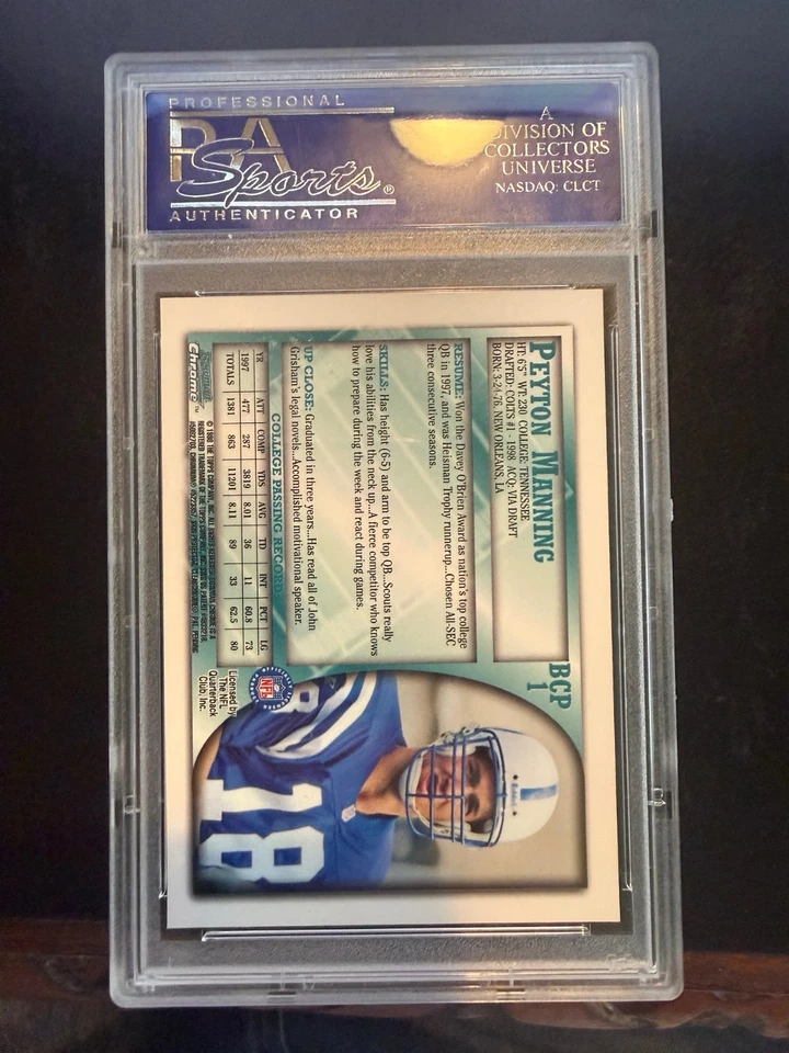 1998 Bowman Chrome Peyton Manning Preview #BCP1 PSA 10 - Image 2 of 2