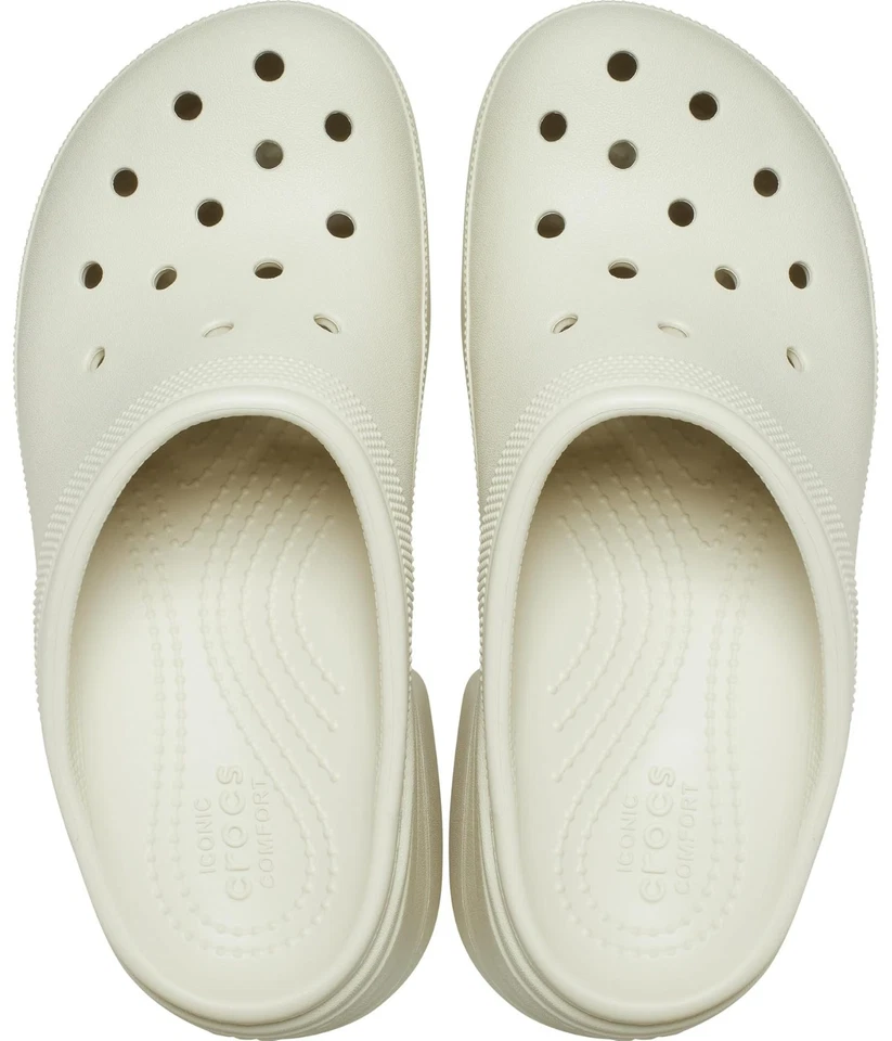 Zueco de Tacón Sirena Crocs Color Hueso Talla M10/W12 Playa Exterior Icono Comodidad NUEVO Foto 2 de 4