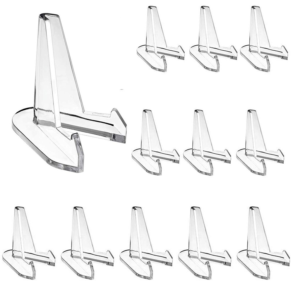12PCS Mini Acrylic Display Stands Transparent Coin Display Easel For Home Shop E