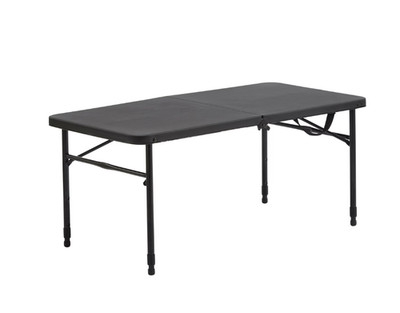 40'' Black Folding Table - Adjustable Height - Portable Fold-in-Half Design