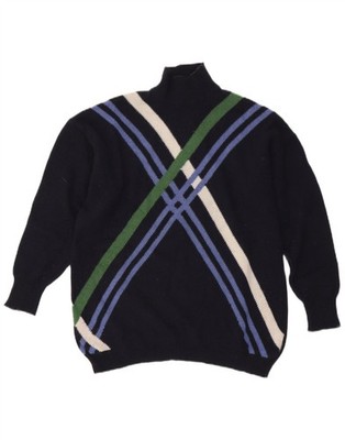 Marella Damen Rollkragenpullover Pullover UK 10 Small dunkelblau gestreift FA35