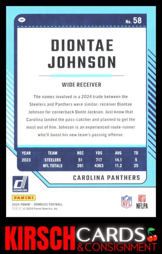 Diontae Johnson 2024 Donruss #58 Carolina Panthers - Bild 2 von 2