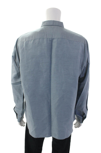 Theory Mens Linen Cotton Long Sleeve Button Down Shirt Blue Size XL - Picture 3 of 8