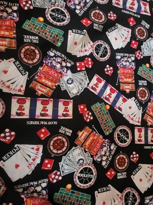 Las Vegas Casino dice cards  fabric material 5 yards unused cotton player poker