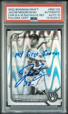 JACOB MISIOROWSKI signed Auto 2022 Bowman Ray Wave Inscribed My First Bowman PSA