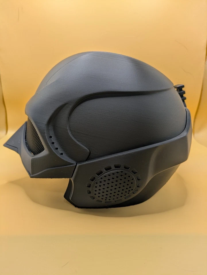 Casco impreso en 3D negro negro negro con conexiones magnéticas - Máscara de cosplay para niños Foto 3 de 4