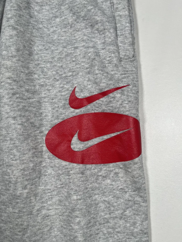 Nike Pants Youth Large Gray Fleece Sweatpants Joggers Red Swoosh Logo Cuffed - Image 4 of 4