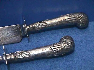 AMBASSADOR Cutlery CARVING Set ORNATE Hollow STERLING Matching Handles SHEIFIELD
