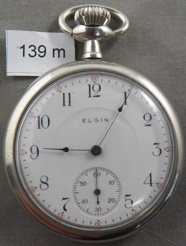 Antique Elgin 16S, 17J Pocket Watch, Runs, Nickel Silver Case