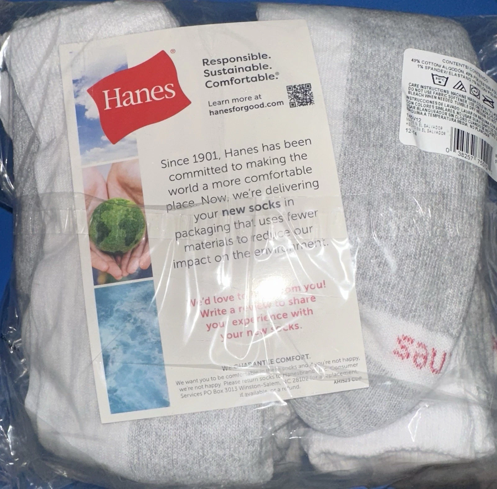 Hanes Big and Tall Size 12-14 Ankle Socks 12 pairs - New
