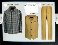 ANDY  EVAN BOYS 3 PC SET PANTS/VEST/SHIRT FORMAL WEAR TAN/NAVY/WHITE 4T NWOT