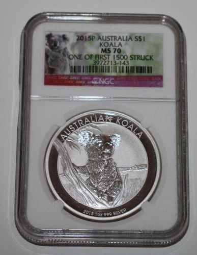 2015 P Australia Koala NGC MS70 1 Troy Oz .999 Silver One of First 1500 Struck