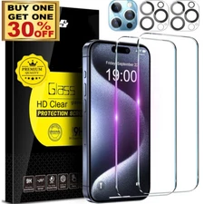 For iPhone 17 16 15 14 13 12 Pro Max Tempered Glass Screen Camera Lens Protector