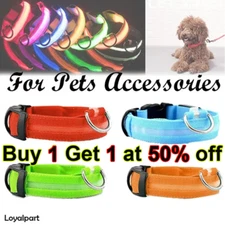 LED Adjustable Dog Collar Blinking Night Flashing Light Up Glow Pets Safety USA