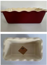 Emile Henry Auberge Williams Sonoma Ruffled Edge Loaf Pan 6164 Claret with Flaw