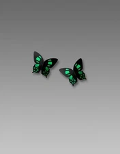 Sienna Sky Post Stud Earrings Green Malachite Butterfly Handmade in USA