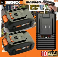 1-2-PACK 20Volt For WORX WA3525 20V 3.0Ah Max Lithium Battery  Charger WA3520