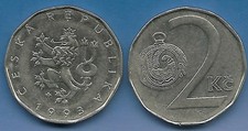 1 Münze aus Tschechoslowakei 2 Koruna 1993