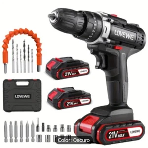 Lovewe Drill, 21V Power Drill Set, 25+1 Position Adjustable Torque Electric Dr
