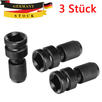 3x Schlagschrauber Adapter 1/2 in - 1/4 in Nuss auf Bit Aufnahme Sechskantschaft